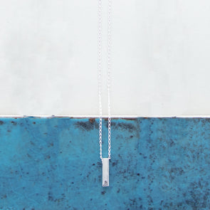 Hand Stamped Drop Necklace, Silver Plated Chain