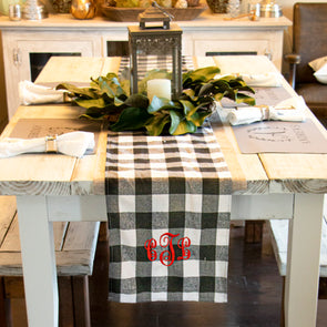 Black and Ivory Buffalo Check Table Runner