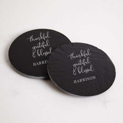 Thankful, Grateful & Blessed Slate Collection - Coaster Set