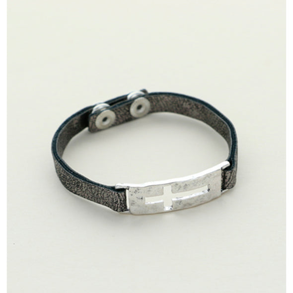 Silvertone Cutwork Cross Bracelet