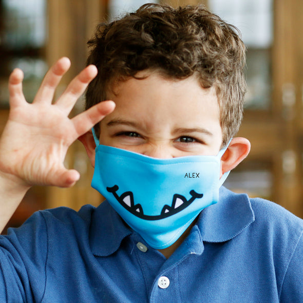 Kids Blue Monster Mouth Face Mask