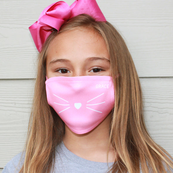 Kids Pink Cat Wiskers Face Mask