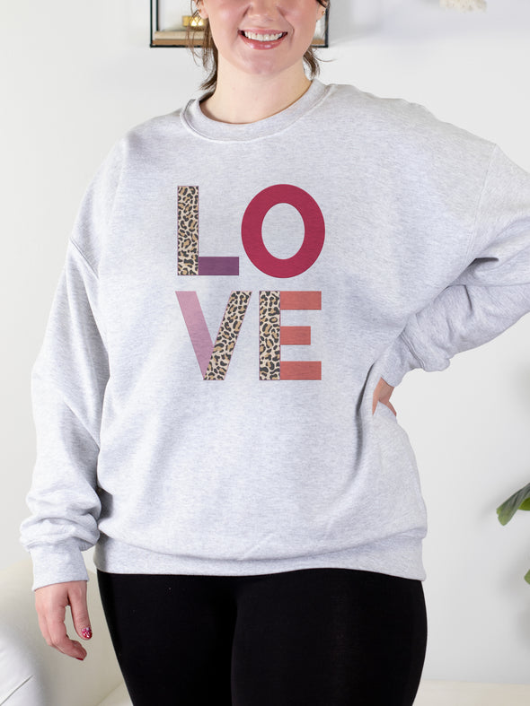 Leopard LOVE Sweatshirt - Grey