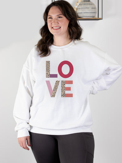 Leopard LOVE Sweatshirt - White