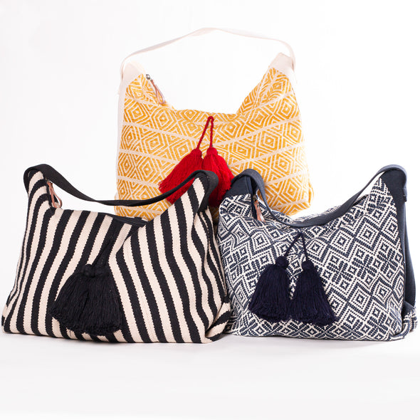 Phoenix Collection Set Handbag & Cosmetic - Yellow/Red Tassel