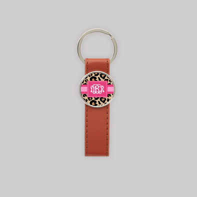 Leopard Leatherette Strap Keychain