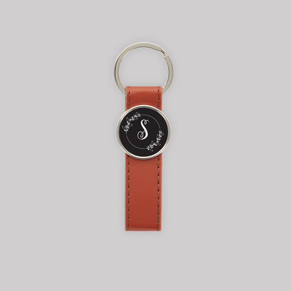 Sophisticated Single Initial Leatherette Strap Keychain