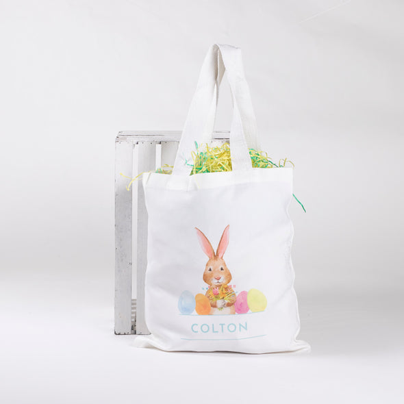 Bunny with Eggs Tote - Blue