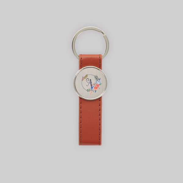 Floral Ring Leatherette Strap Keychain