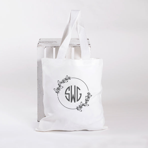 Small Circle Monogram Design, Personalized Tote Bag