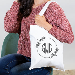 Small Circle Monogram Design, Personalized Tote Bag