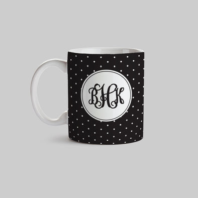 Black and White Polkadot Ceramic Mug