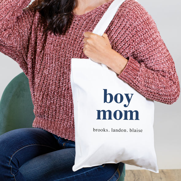 Boy Mom Personalized Tote Bag