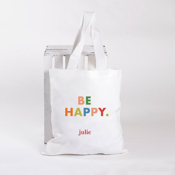 BE HAPPY Personalized Tote Bag