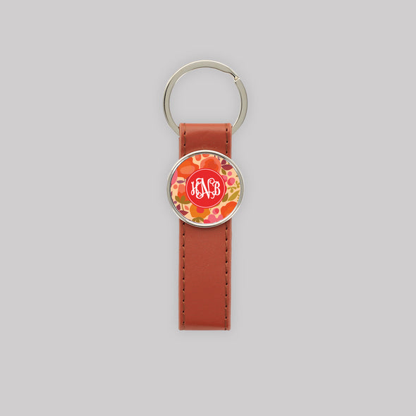 Fall Mod Floral Leatherette Strap Keychain