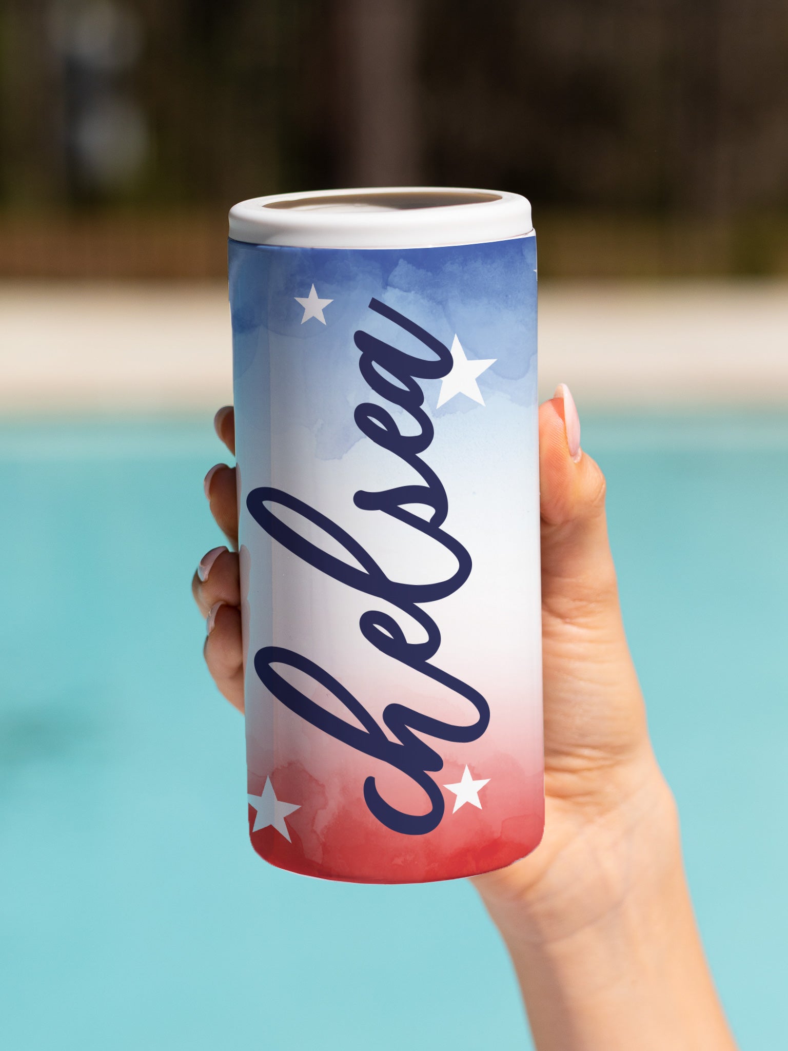 Red, White and Blue Slim Can Cooler – Initial Outfitters