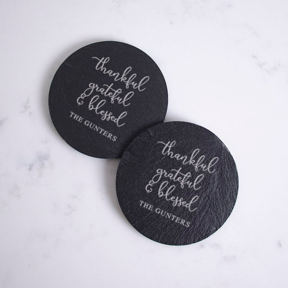 Thankful, Grateful & Blessed Slate Collection - Coaster Set
