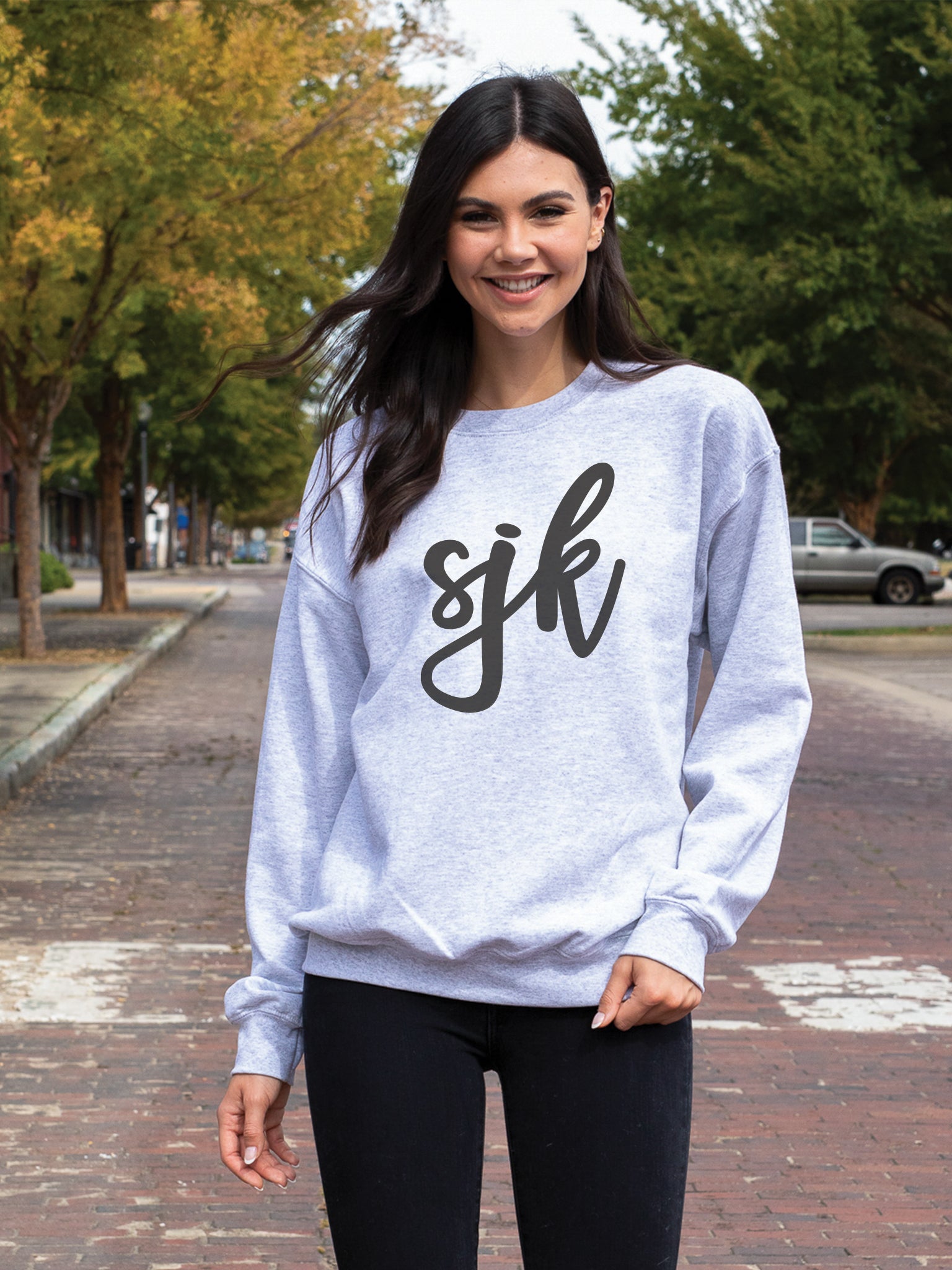 Solid Color Monogram Sweatshirt- Grey – Initial Outfitters