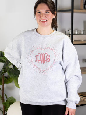 Confetti Heart Monogram Sweatshirt - Grey