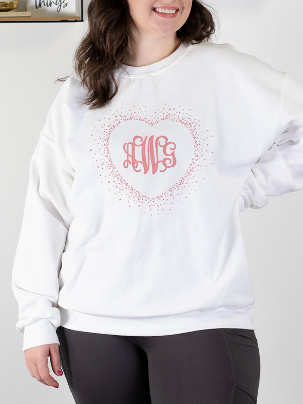 Confetti Heart Monogram Sweatshirt - White