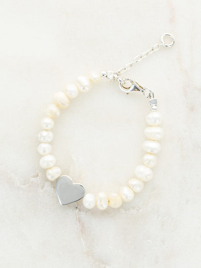 Mid Century Gold Heart, Sapphire & Pearl Bracelet Boylerpf