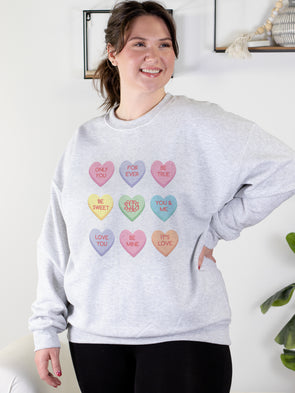Candy Hearts Monogram Sweatshirt - Grey