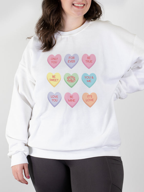 Candy Hearts Monogram Sweatshirt - White