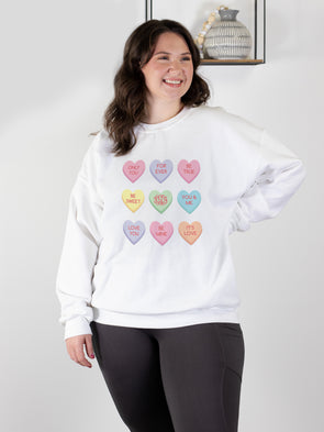 Candy Hearts Monogram Sweatshirt - White