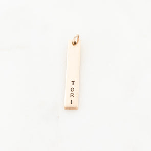 Hand Stamped Vertical Bar Charm