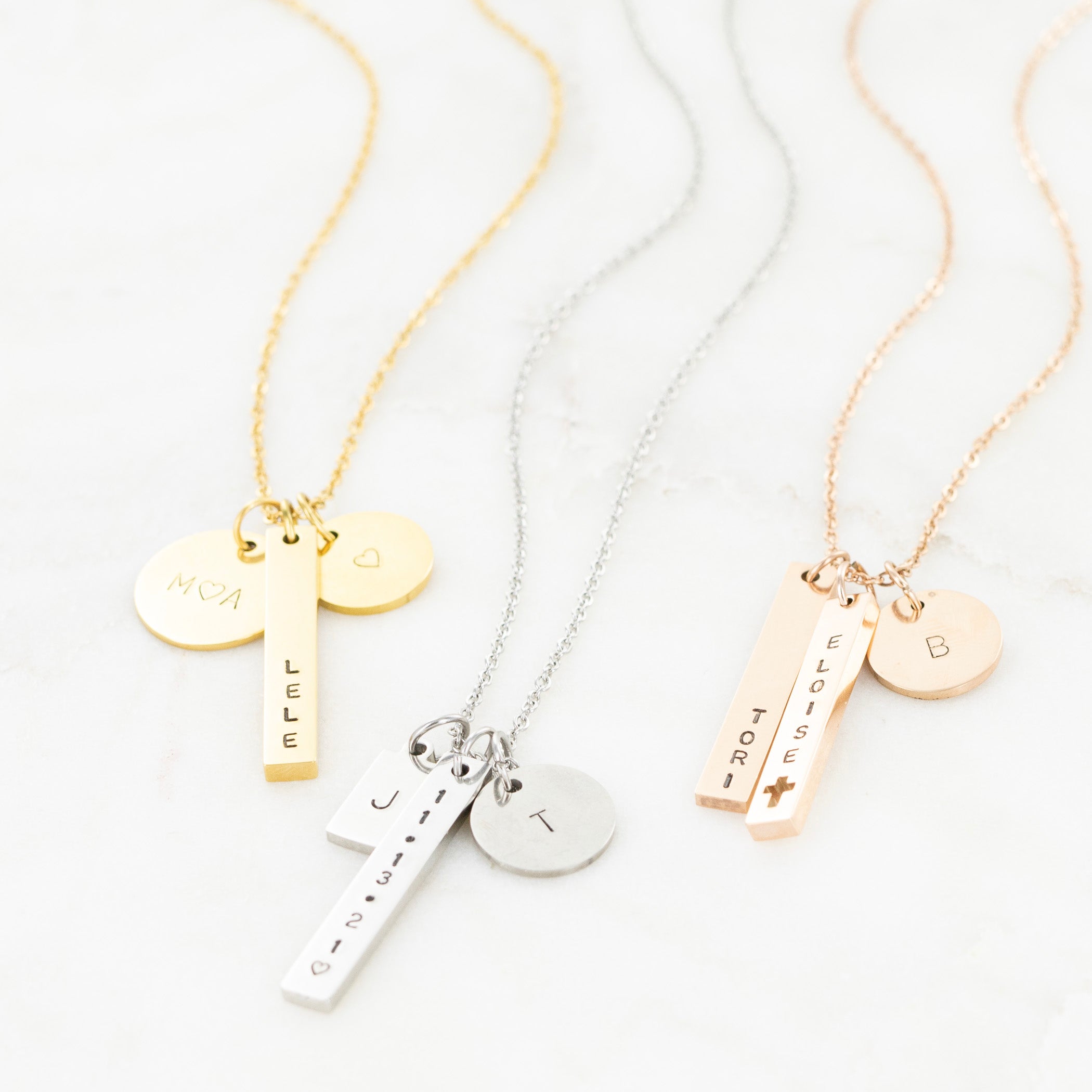 Forever Stamped Cross Vertical Necklace