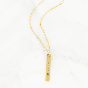 Forever Stamped Cross Vertical Necklace