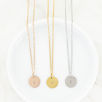 Hand Stamped Small Disc Necklace