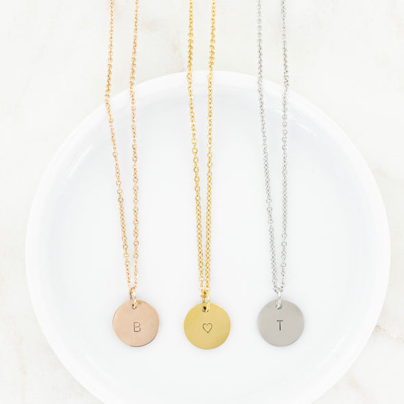 Hand Stamped Small Disc Necklace