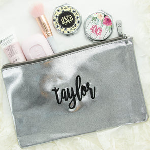 Silver Metallic Cosmetic Pouch
