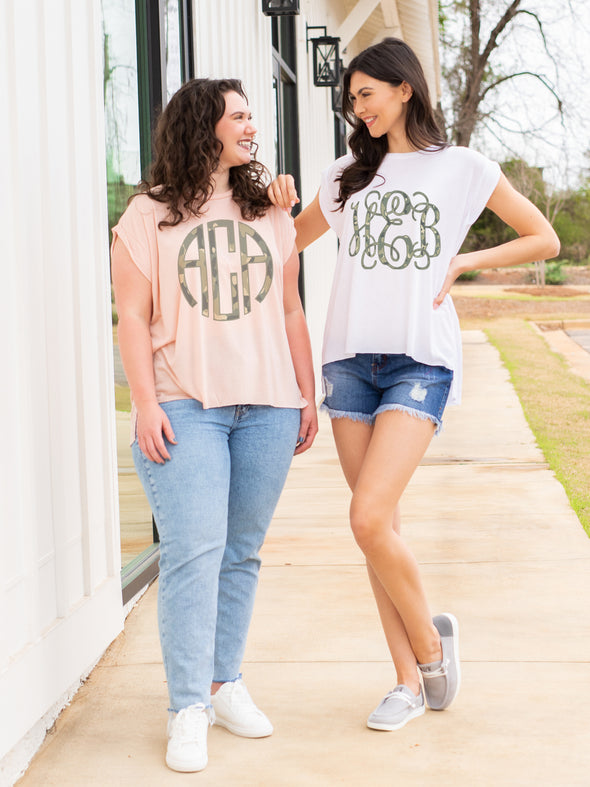 Camo Monogrammed Rolled Cuff Tee