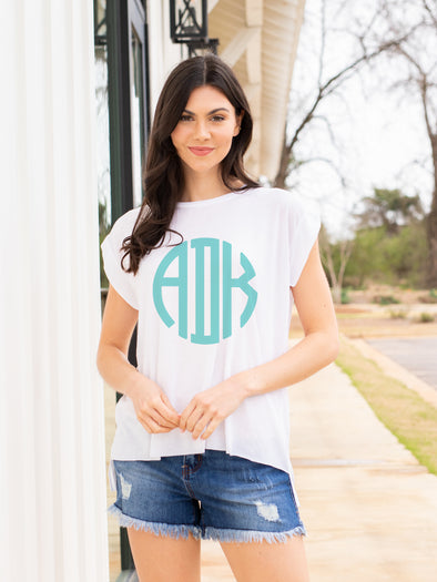 Solid Monogrammed Rolled Cuff Tee